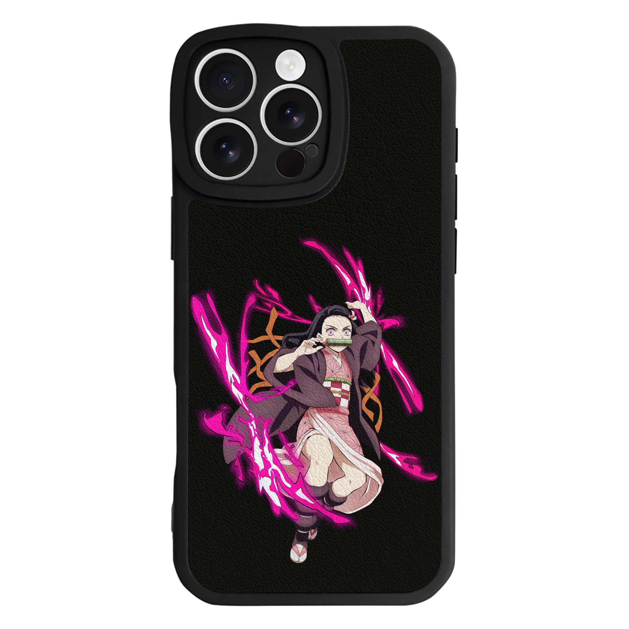 （画像用） 鬼滅の刃（きめつのやいば）竈門 禰󠄀豆子／かまど ねずこ Kamado Nezuko 【iPhone 16シリーズ対応】シリコンスマホケース（レザー調） 材質：シリコン